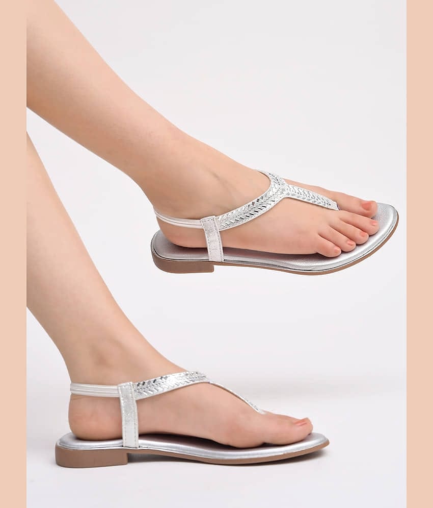 Stylestry Silver Women's Flats