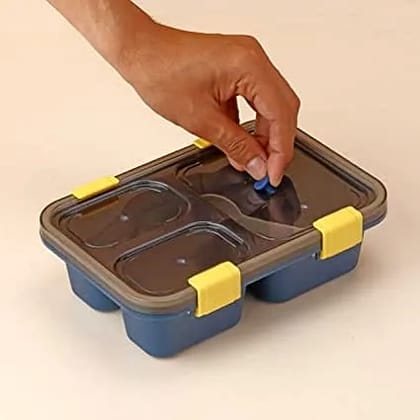 Tokyo Lunch Box 3 Compartment Plastic Lunch Boxes Freezer Safe Food Containers for Adults (900 ML Approx)(Multi Color)  by Ruhi Import Store