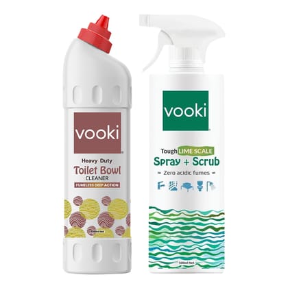 Vooki Heavy Duty Toilet Bowl Cleaner Fumeless Deep Action liquid & Tough Lime Scale Stain Descaler Remover for Bathroom Taps, Basins, Showers & Floor Tiles - 500 ml Each (Combo Pack of 2)… Vooki Heavy Duty Toilet Bowl Cleaner Fumeless Deep Action liquid & Tough Lime Scale Stain Descaler Remover for Bathroom Taps, Basins, Showers & Floor Tiles - 500 ml Each (Combo Pack of 2)…