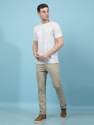 Beige Typographic Print T-Shirt-S / Beige