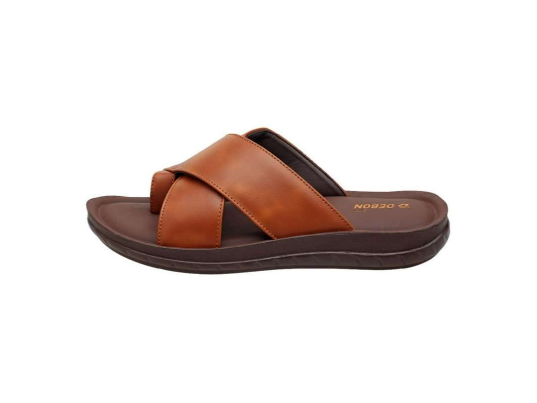 VKC Deon DX30106 Tan Men's  Semi Covering Synthetic Leather Sandal  - UK 6