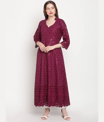 Queenley - Purple Cotton Women's Flared Kurti