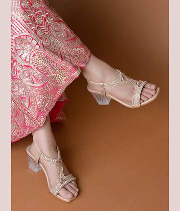 Shoetopia Gold Women's Sandal Heels