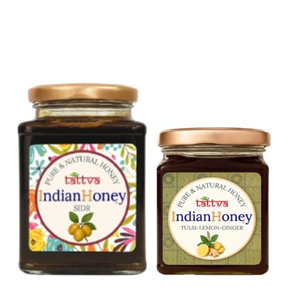 IndianHoney Premium & Highly Medicinal Sidr Honey & Warming & Anti-Inflammatory Ginger Infused Honey Combo Pack (500gm & 230gm) Sidr & Tulsi Lemon Ginger IndianHoney Premium & Highly Medicinal Sidr Honey & Warming & Anti-Inflammatory Ginger Infused Honey Combo Pack (500gm & 230gm) Sidr & Tulsi Lemon Ginger