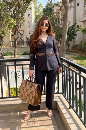 Theo Black Embroidered Cordset-3XL