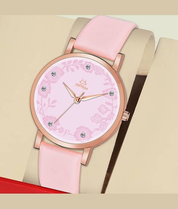 Septem Pink Leather Analog Womens Watch