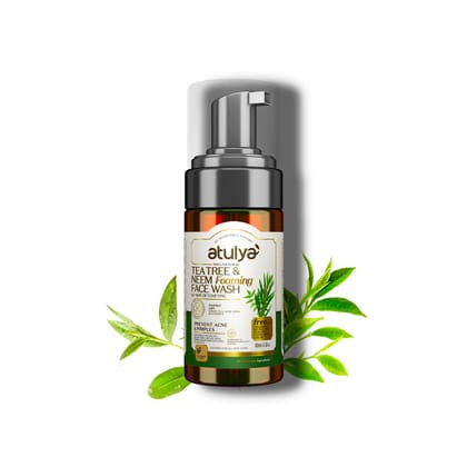 Atulya Tea Tree & Neem Foaming Face Wash With Pump | Prevents Acne - 100ml Atulya Tea Tree & Neem Foaming Face Wash With Pump | Prevents Acne - 100ml