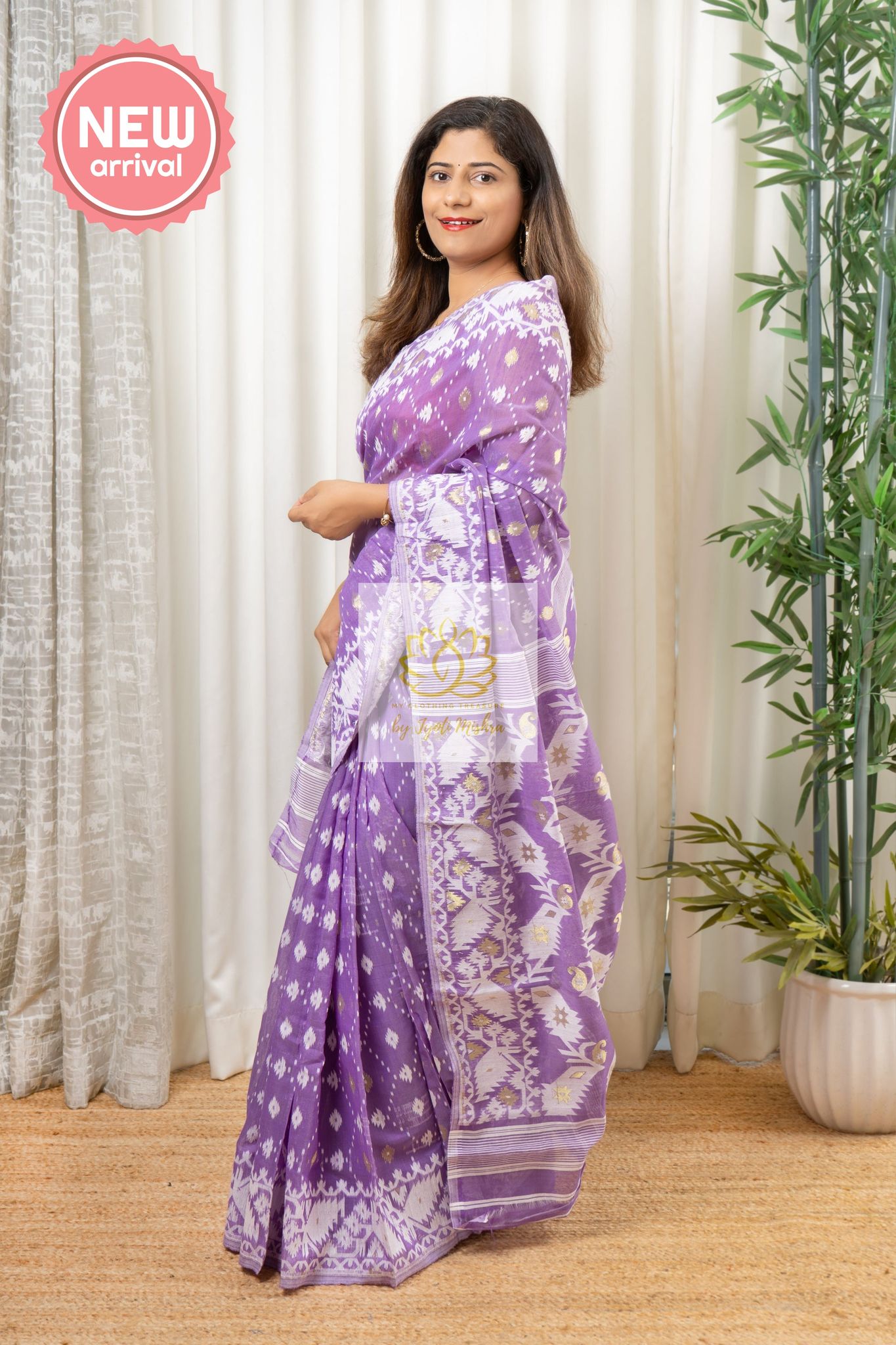 Blended Resham Jamdani- Deep Purple
