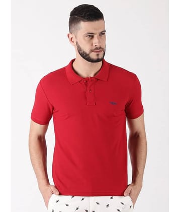 Force NXT Pack of 1 Cotton Regular Fit Solid Half Sleeves Men's Polo T Shirt ( Red )