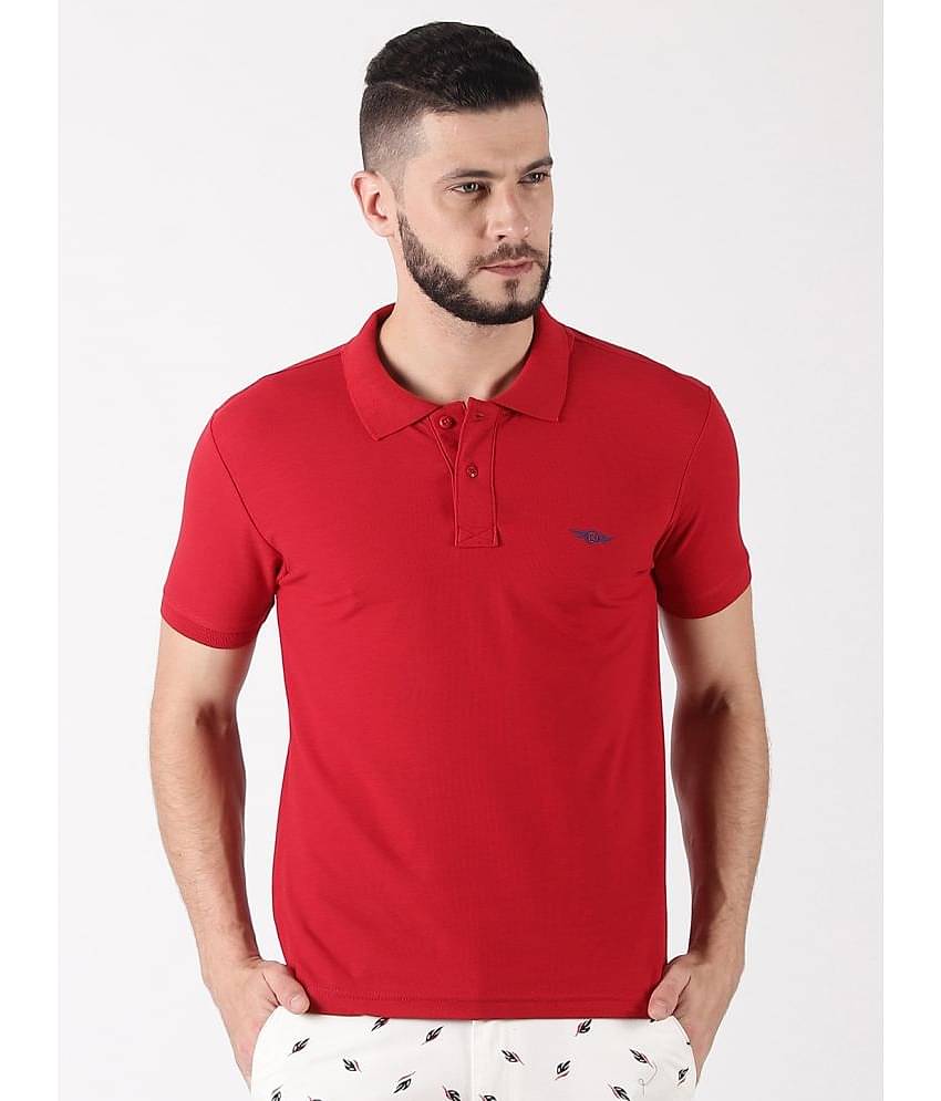Force NXT Pack of 1 Cotton Regular Fit Solid Half Sleeves Men's Polo T Shirt ( Red )