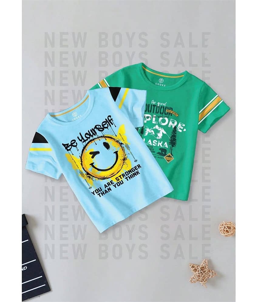 CODEZ Pack of 1 Boys Cotton Blend T-Shirt ( Multi Color )