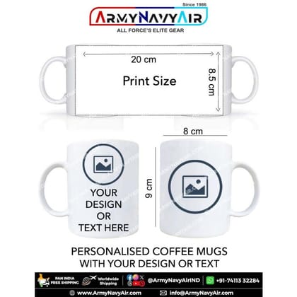 ArmyNavyAir Personalised IAF Signal Unit Mug (350ml) | Custom Defence Print | Gift & Daily Use