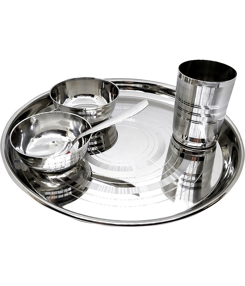 Dynore Bachelor's Silver Stainless Steel Dinner Set ( Pack of 5 )