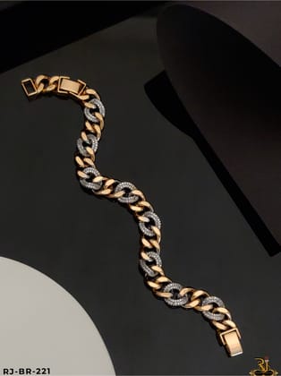 Premium quality Cuban with rose gold pattern, men’s fashion bracelet BR:-221