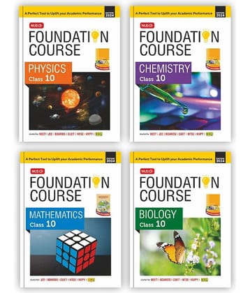 MTG Foundation Course Class 10 Physics, Chemistry, Mathematics & Biology Book (Set of 4) For IIT JEE, NEET, NSO Olympiad, NTSE, NVS, KVPY & Boards Exam | Based on NCERT Latest Pattern 2024-25