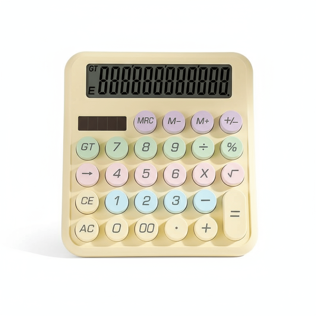 Cute Pastel Retro Desktop Calculator - Portable 12-Digit Display for Office & School