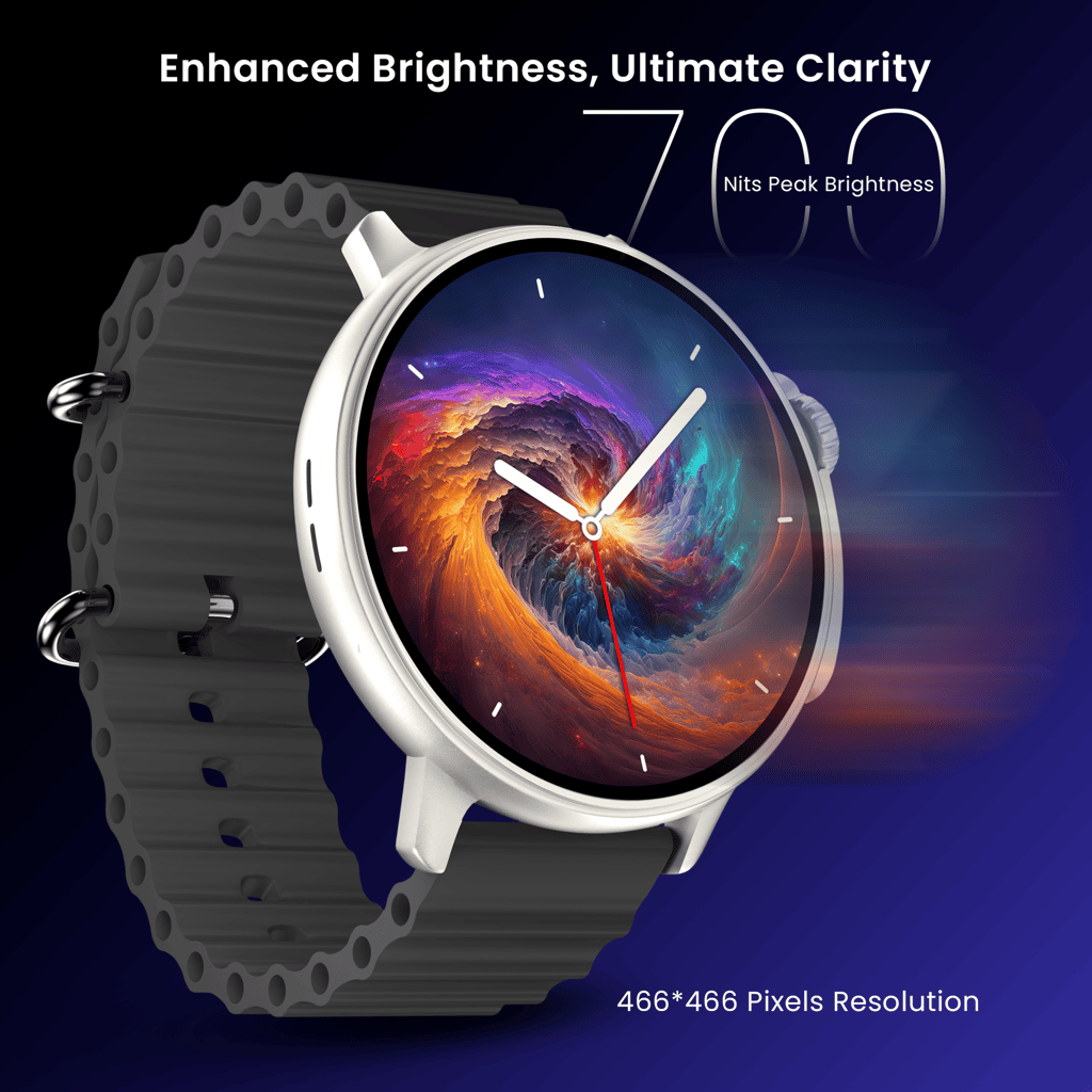 CELLECOR M7 PRO RAY 1.43" AMOLED Display | 700 NITS | AOD | BT-Calling | AI Voice | Split Screen | IP67 | Rotating Crown | SmartWatch (Golden Black)