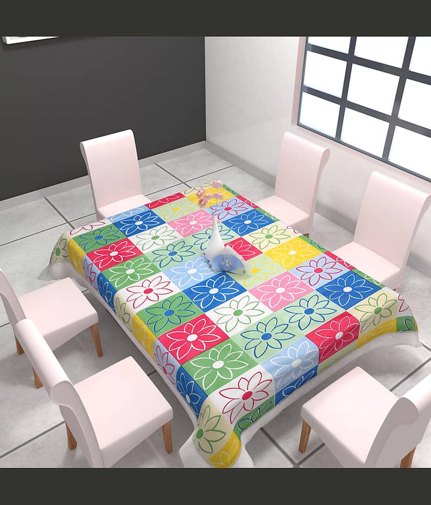 CASA FURNISHING Printed Vinyl 6 Seater Rectangle Table Cover ( 228 x 152 ) cm Pack of 1 Yellow
