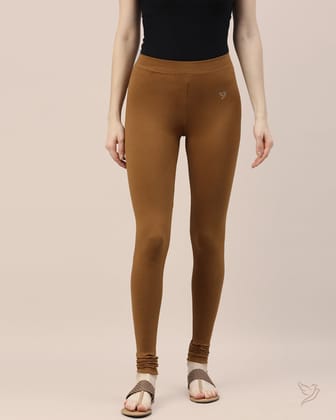 Cotton Churidar Legging - Golden Brown-S / Golden Brown