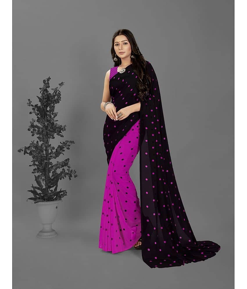 ANAND SAREES Georgette Printed Saree With Unstitched Blouse Piece ( Yellow )