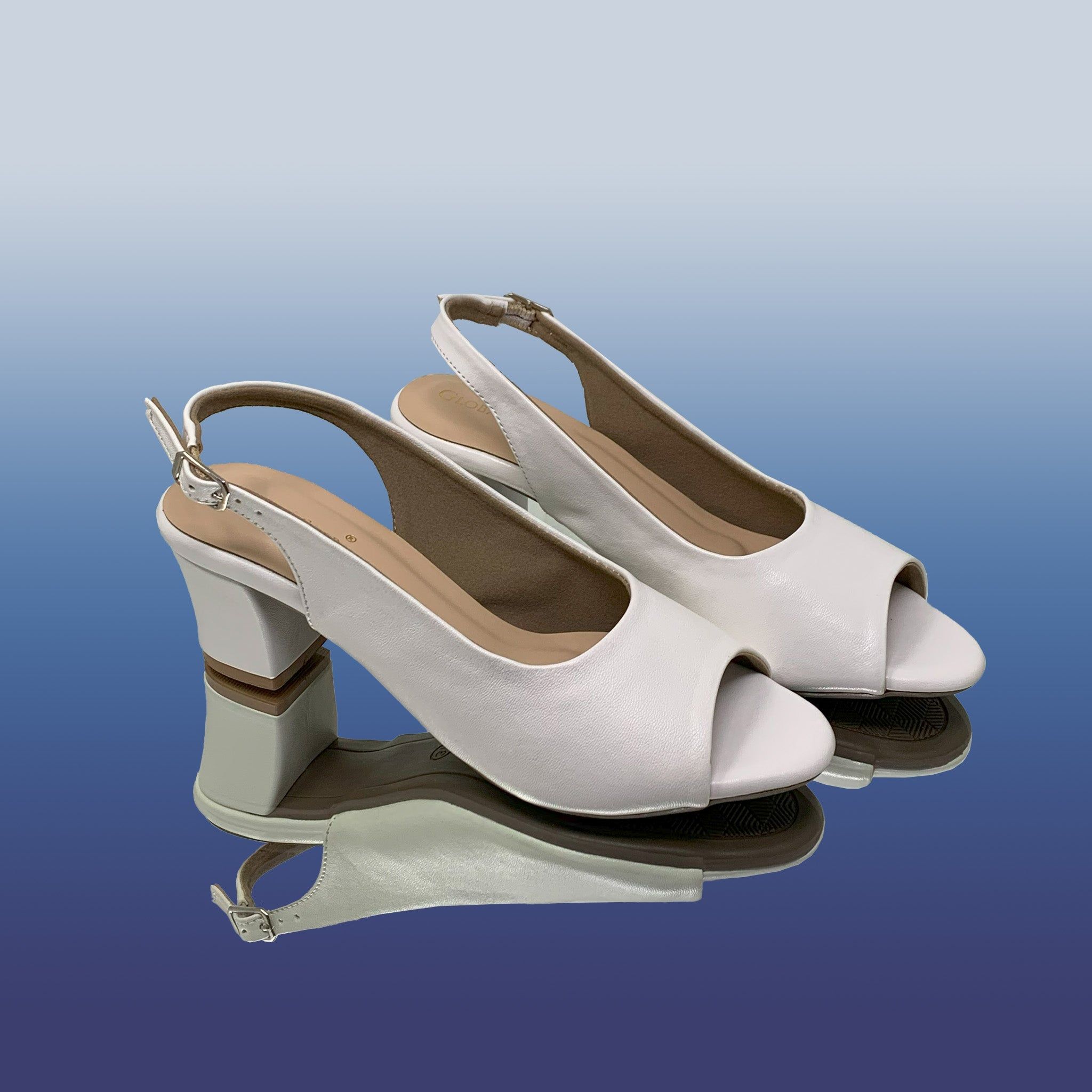 Elegant White Slingback Heels-White / 36