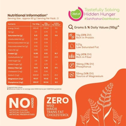Ollefud Millet Hakka Noodles | Desi Masala | Sun Dried | No (Maida, MSG) | Protein & Fiber Rich | 192g