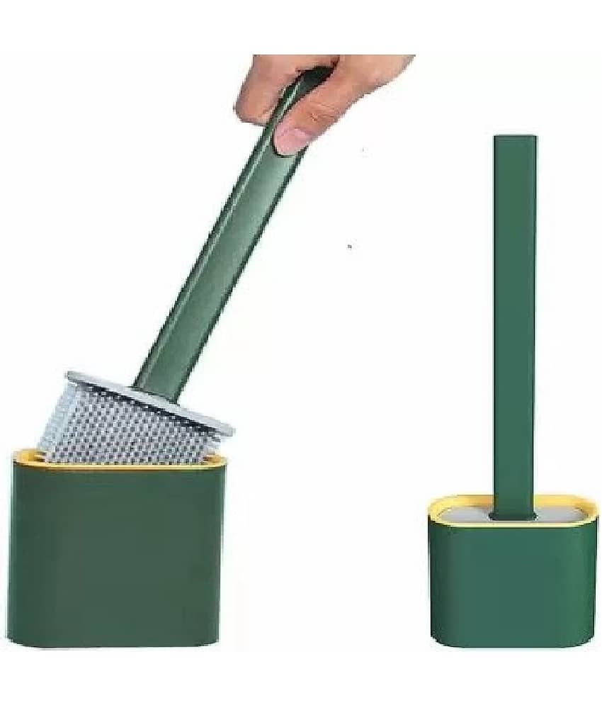 Angad SILICONE TOILET BRUSH WITH HOLDER STAND Plastic Toilet Brush
