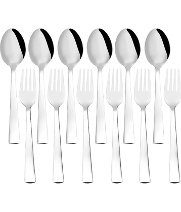 Cutlux Cutlery Set Stainless Steel Plain Cutlery Set Silver ( Pack of 12 )