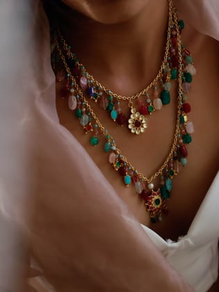 Shravi Multilayered Kundan Necklace-Multicolored