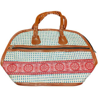 Handcrafted Fabric Handbag for Women  Ethnic Printed Hand Purse with Zipper  Daily Use  Travel Bag