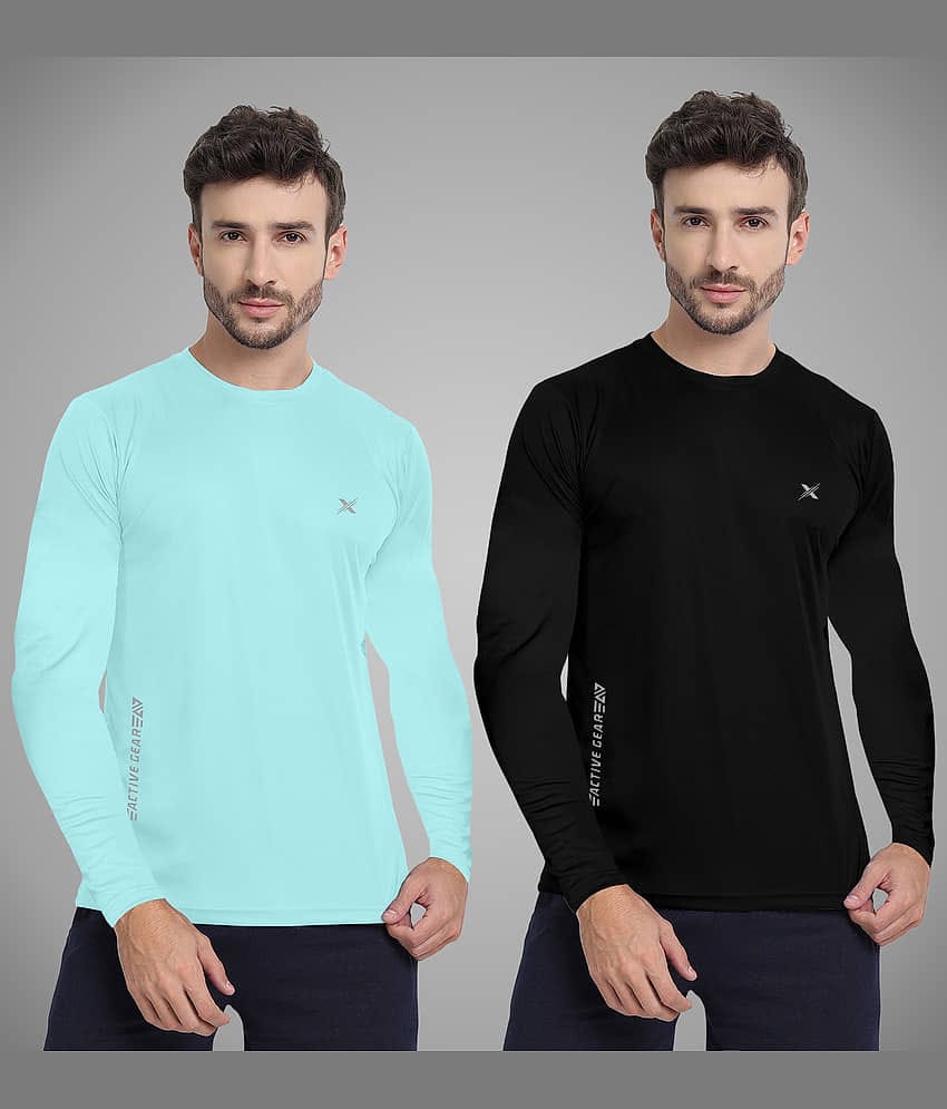 FTX Polyester Regular Fit Printed Full Sleeves Men's Round T-Shirt - Red ( Pack of 2 )