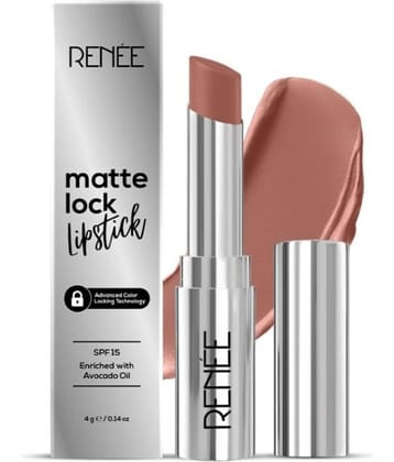 RENEE Matte Lock Lipstick Folk, Ultra-Matte, SPF 15, Long Lasting, 3.5g