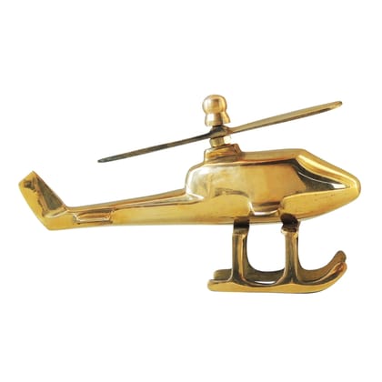 Brass Helicopter Showpiece | Kids Playing Miniature Toy Decor, Height : 3 Inch (ZMAS562 E)