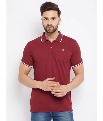 The Million Club Pack of 1 Cotton Blend Regular Fit Solid Half Sleeves Men's Polo T Shirt ( Maroon )