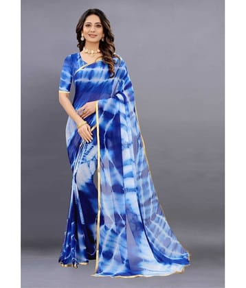 Apnisha Chiffon Dyed Saree With Unstitched Blouse Piece ( Black )