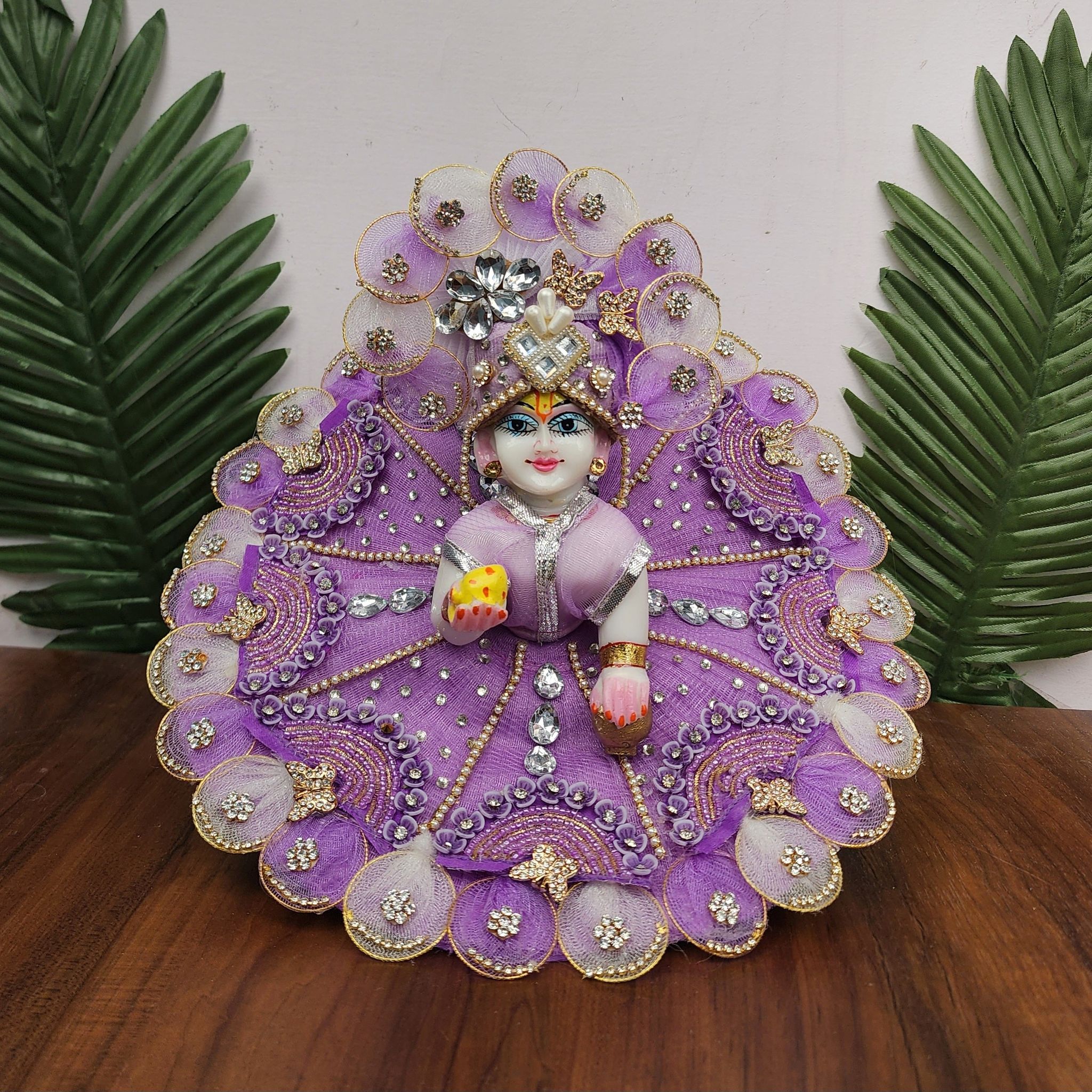 Lavender Heavy Dress for laddu gopal ji with pagdi-0