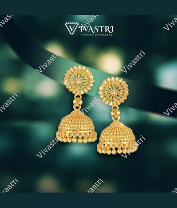 VIVASTRI Golden Jhumki Earrings ( Pack of 1 )