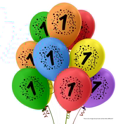 1 Number Balloons Latex Balloons With Banner Pack of 21pcs | 20pcs Of Balloons and A Banner | Multicolor Balloons Decoration For Birthday | Party Supplier
