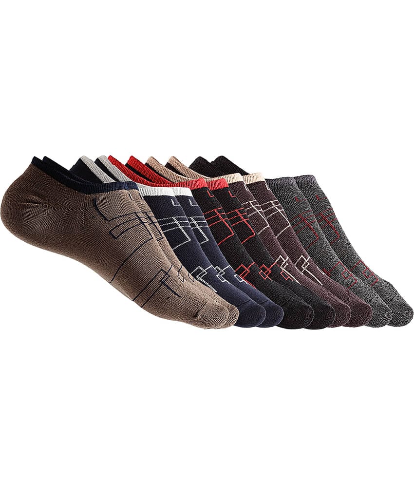 Texlon - Multicolor Cotton Men's No Show Socks ( Pack of 5 )