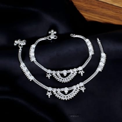 Unique trendy Real Silver Indian Women Anklets Ankle Pair 10.3"