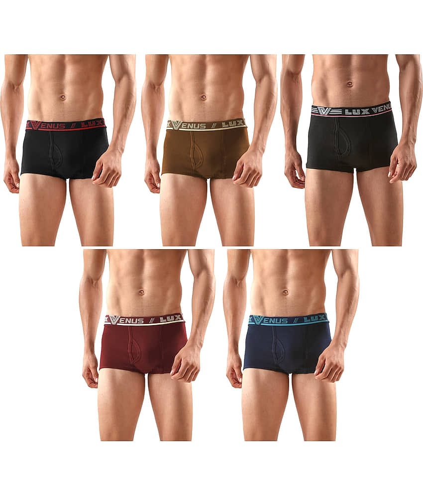 lux venus Pack of 5 Cotton Trunks For Men's ( Multicolor )