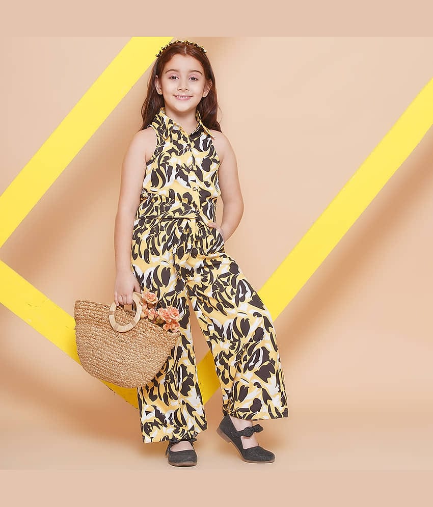 Arshia Fashions Pack of 1 Girls Crepe Top With Palazzo ( Yellow )