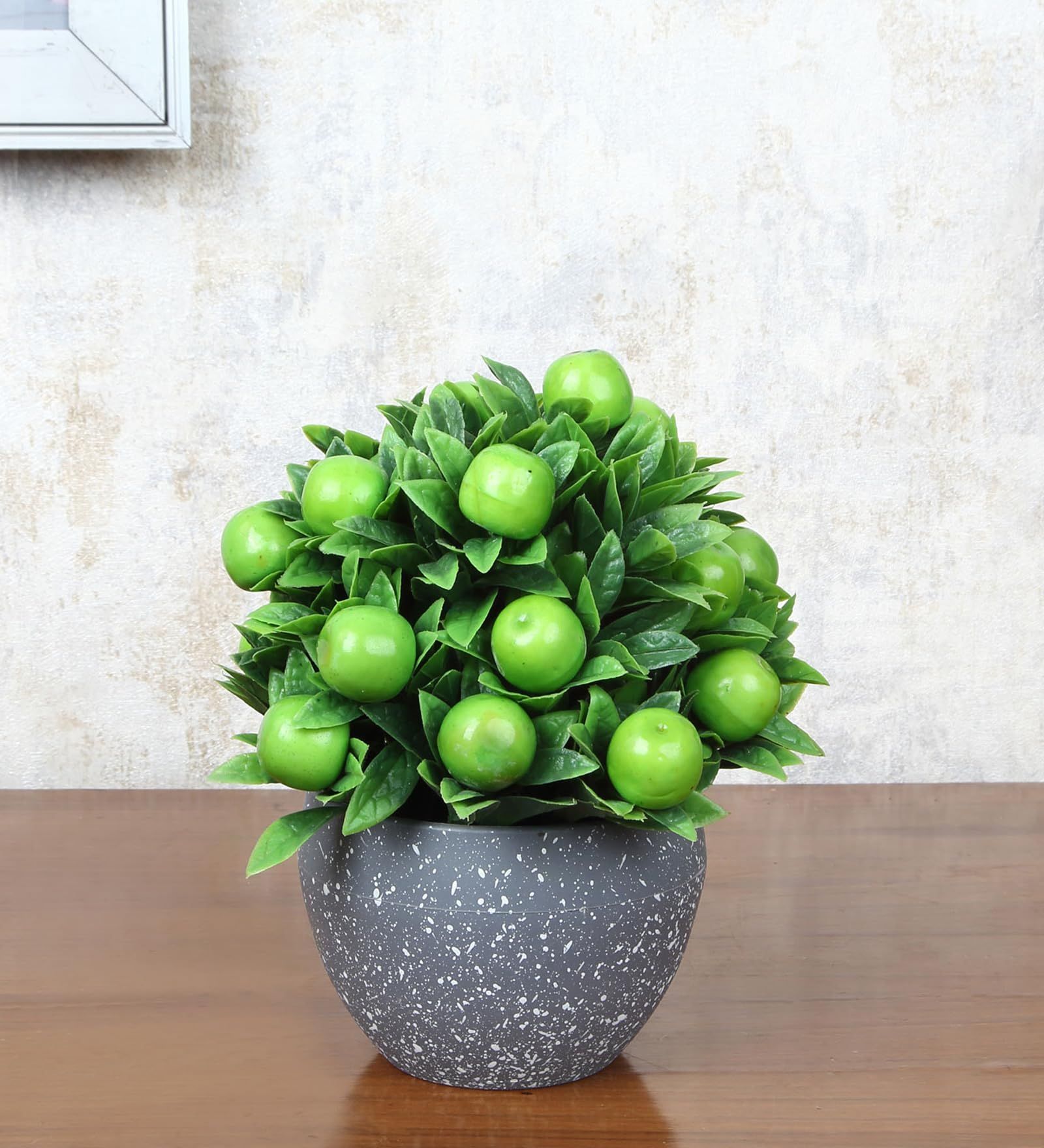 Foliyaj Artificial Green Apple Plant with Pot |Artificial Plants for Home Decor| Indoor Artificial Plants for Living Room|Potted Artificial Plants