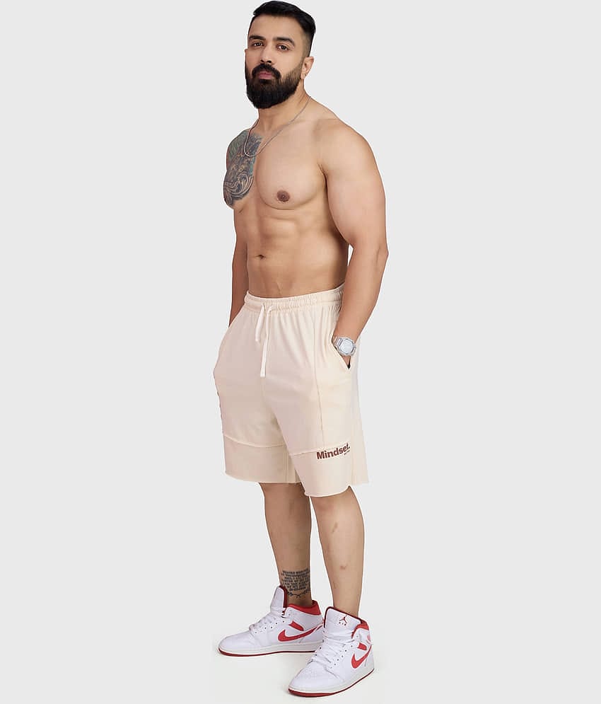 Fuaark Beige Cotton Blend Men's Gym Shorts ( Pack of 1 )