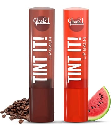 Glam21 Tint It Lipbalm Everyday Hydration With Spf15 & Vit-E | Shea Butter Avocado Oil Coffee Beans & Watermelon Pack Of: 2, 7 G