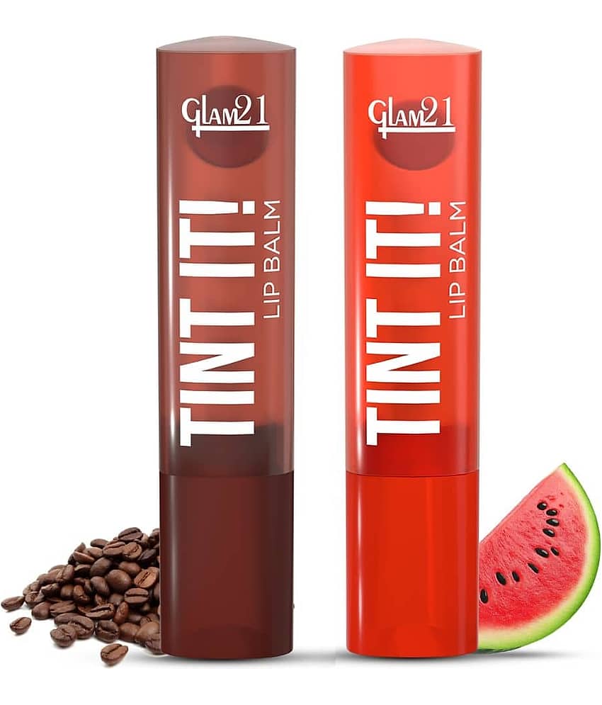 Glam21 Tint It Lipbalm Everyday Hydration With Spf15 & Vit-E | Shea Butter Avocado Oil Coffee Beans & Watermelon Pack Of: 2, 7 G