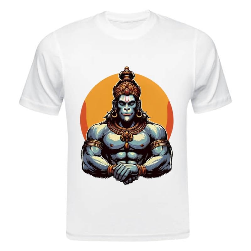 TERA MERA GIFT, Shri Hanuman Jayanti Graphic T-Shirt, White Polyster, Religious Festival Design AA1