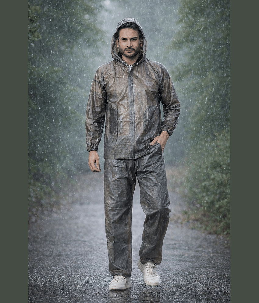 Sindon Olive Nylon Men's Rain Suit Set ( Pack of 1 )