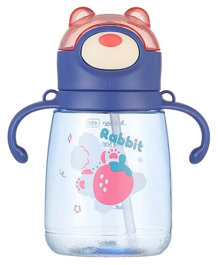 BPA Free Water Bottle Sipper for Kids with Straw Handle & Adjustable Strap Tumbler Indigo Blue - 450 ml