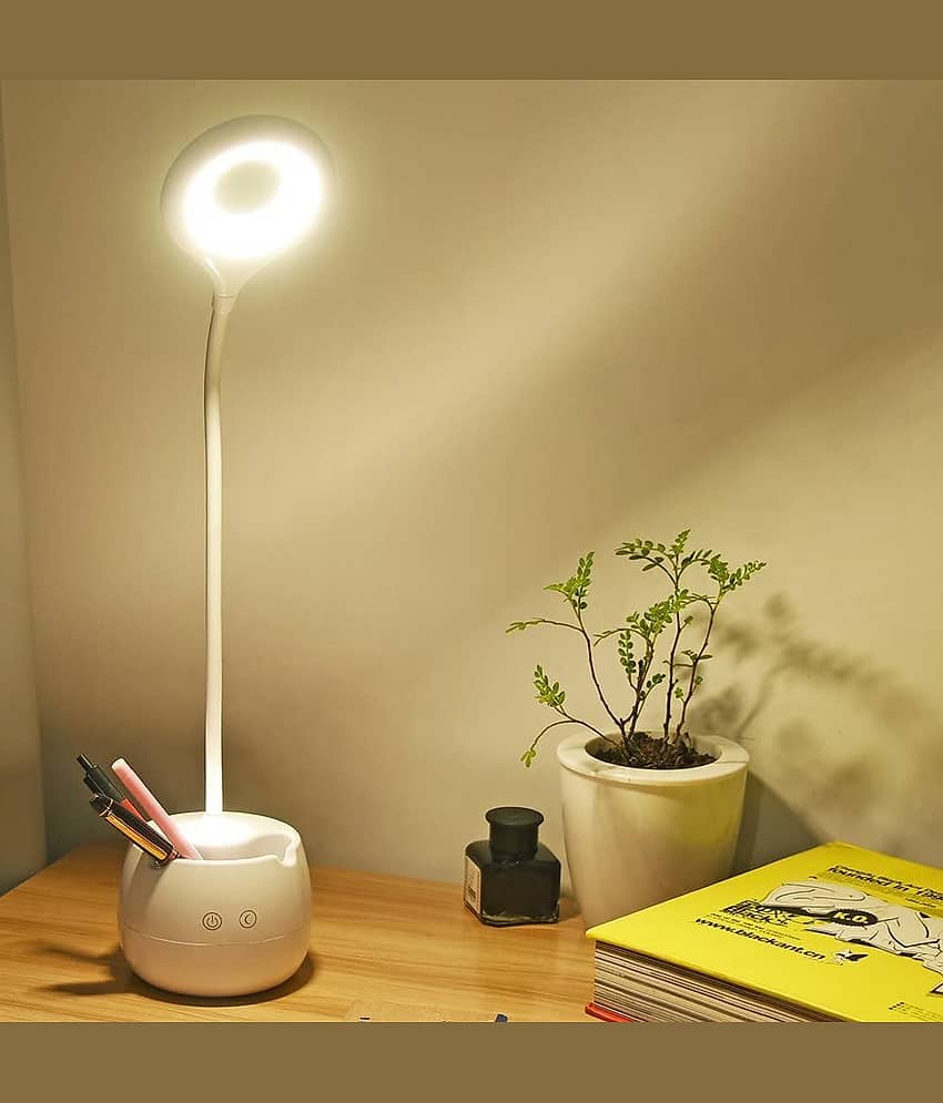 IDOLESHOP - White Study Table Lamp ( Pack of 1 )